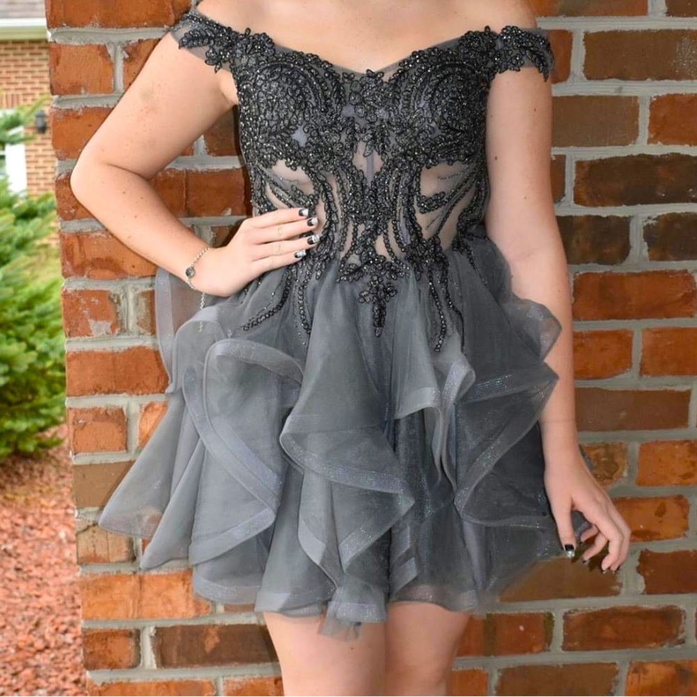 Gray Silver Size Medium Short Dress by Aspeed
